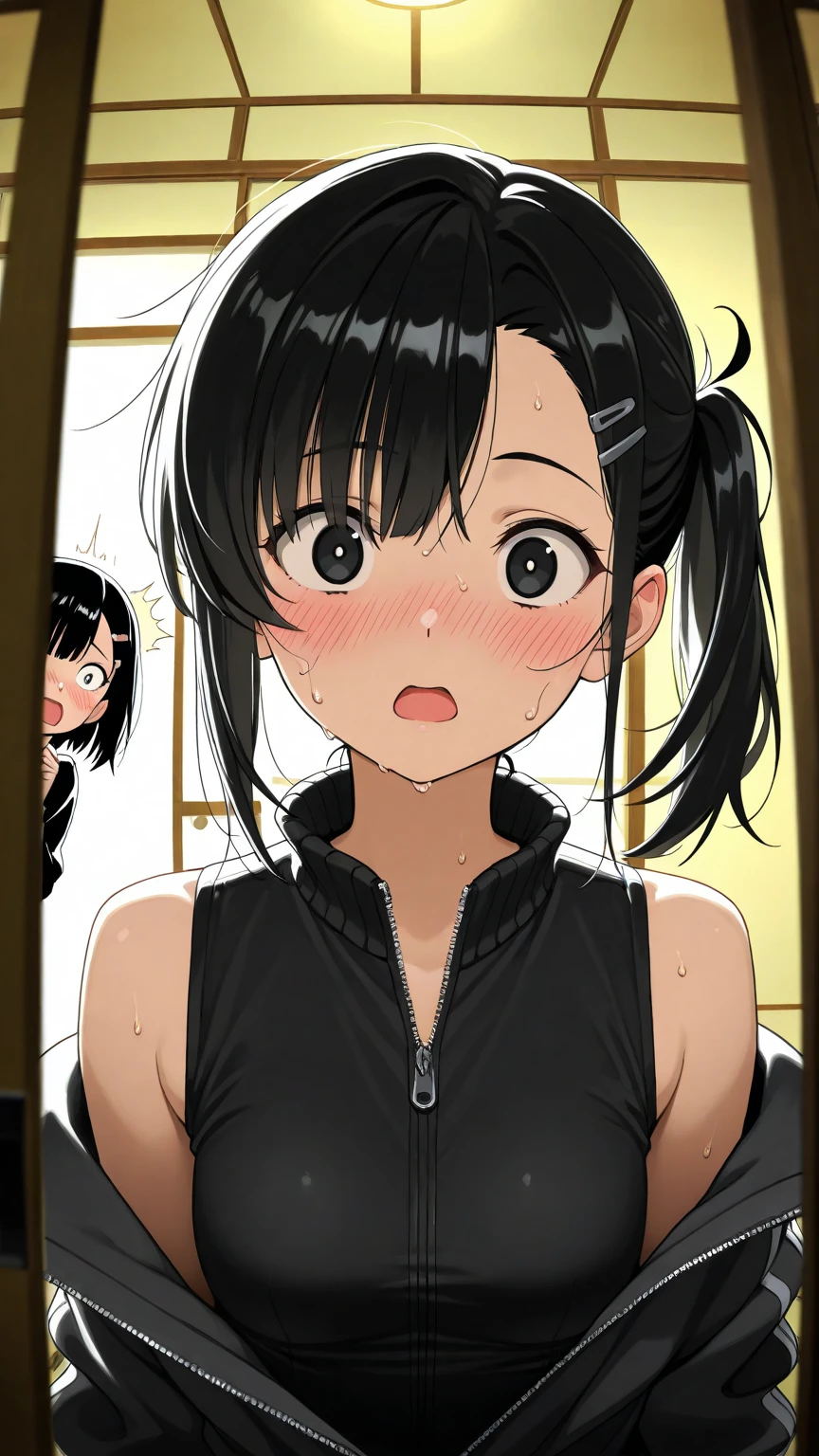 masterpiece, best quality,anime style, 1 girl,(((slender body))), (((small eyes,small breast))),(((gym uniform))),(((((3 monkey grabbing the girl))))),((((cum facial)))), (beautiful face), (((short twintail))), (((straight hair))), ((((black hair)))),detailed beautiful skin, (perfect hands, perfect ???????)