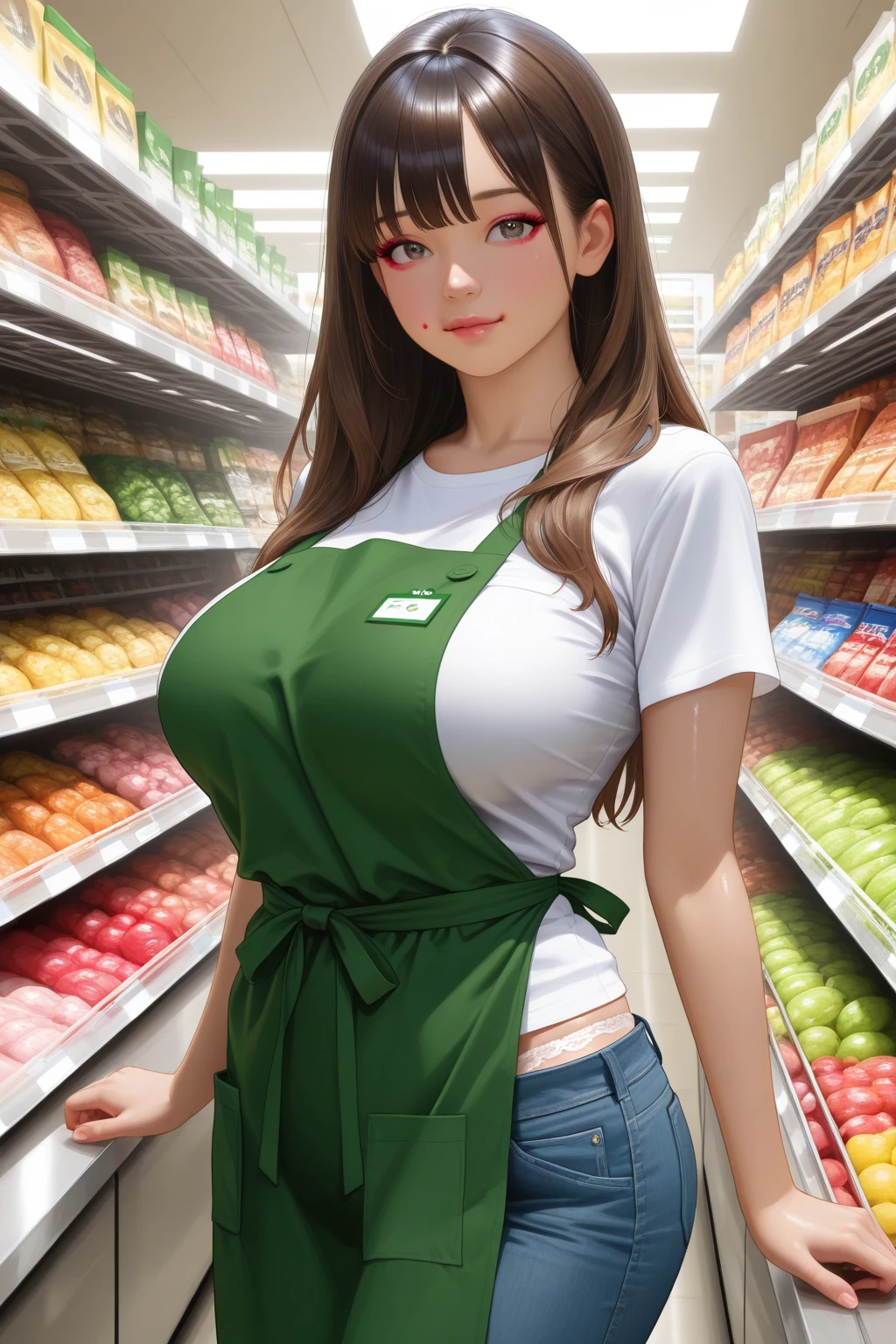 (licking), showing, ((ccmbr, pussy-insertion:1.2)), latina woman in vegetable area of supermarket, stunning beauty, ((brown eyes)), detailed iris, ((looking into camera)), (realistic:1.3), intricate details:1.4, nordic skin, award winning photo, photorealistic, masterpiece, 8k uhd, dslr, soft lighting, high quality, bokeh, 135 mm lens, focus 2.4 f, <lora:ccmbr_v1.0:0.6>