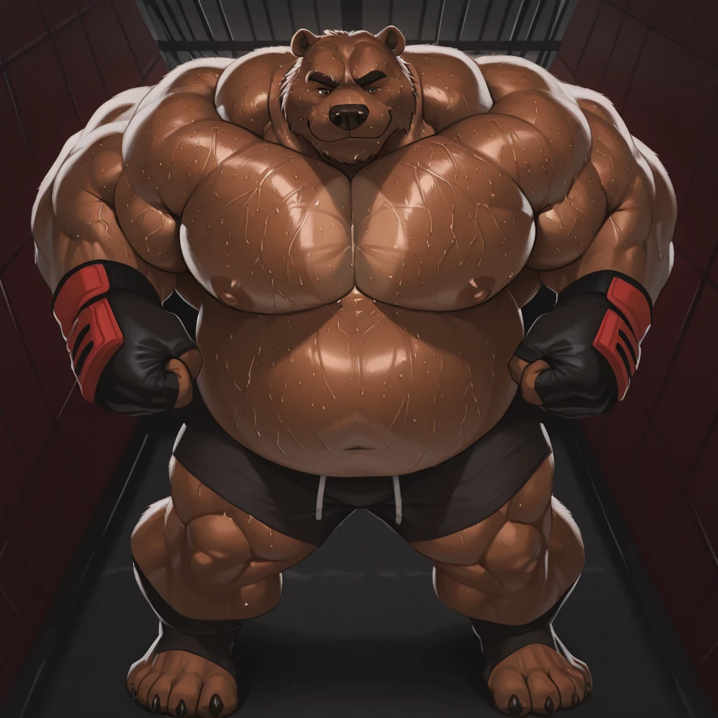 Obese muscle zootopia, character presentation, character dessing, Anatomy of character, badass, Disney Obese Polar bear in underwear, He is a Hyper Obese and Beast muscular wrestler, His muscles and belly are so big that he is a mass of muscles, His muscles are so swollen that his head looks small, he is a juice seller on the streets and sell a protein shakes to make their bodies grow and become very big, very strong and very fat just like him,