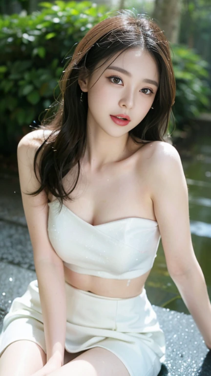 Best quality,k hd,4k,8k ,white skinned, Real human skin, (detailedface), Goose egg face, pores, 超高分辨率, (8K, RAW photo, Photorealistic:1.4),Sun exposure, 1girll, Slim, (Look at the audience with the happy eyes of the goddess of tranquility:1.2), ( Gloss on lips, eyeslashes, Glossy face, Best quality at best, 超高分辨率, Extensive illumination), oversized jacket, FASHION UNDERWEAR,Excitation, view over city,Oversized breasts,爆乳