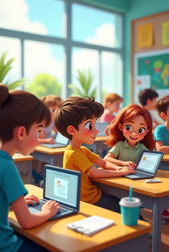 Children in a classroom using computers 
