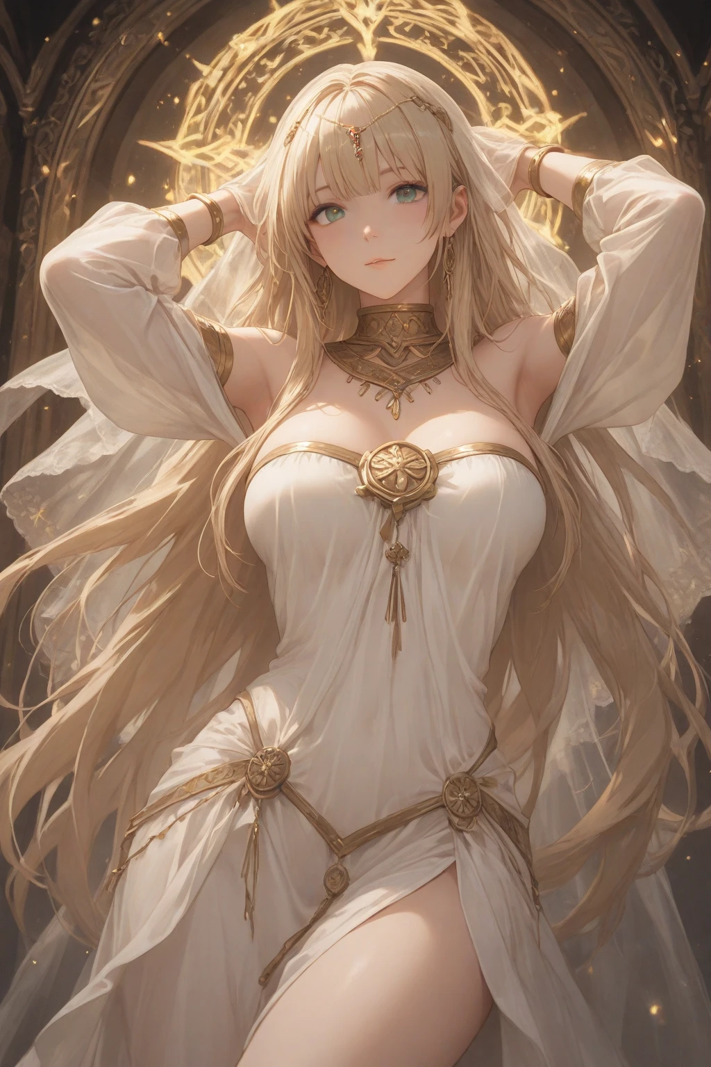 （only one person），Dark sky，((Winter))，dark clouds，Ice Crown，goddess，(Short flowing hair)，Sexy，noble，grace