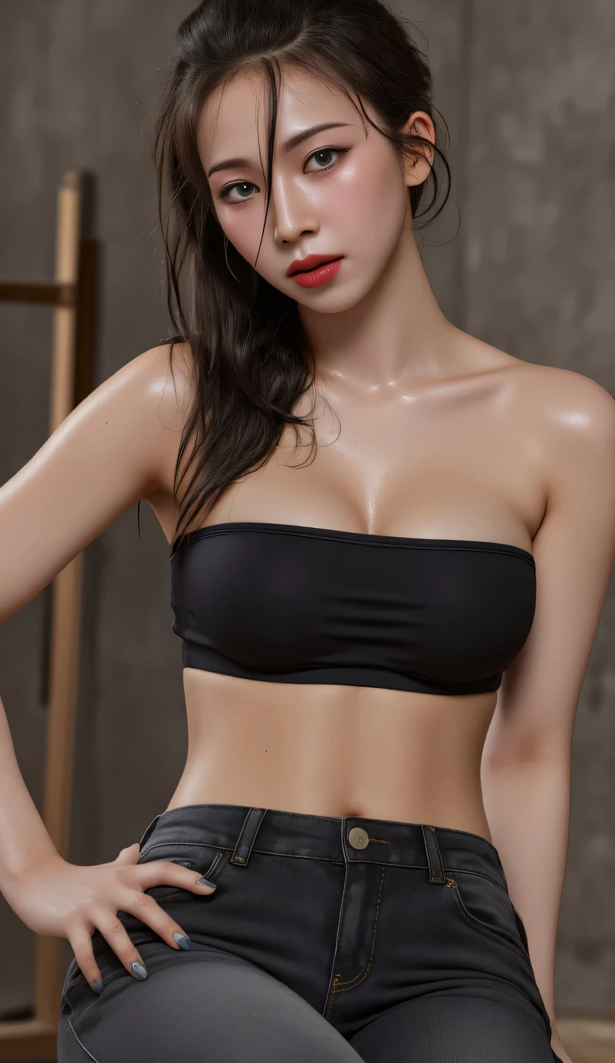 Mina, (detailed lighting, extremely detailed skin, extremely detailed hair, shadows, 8k), looking at viewer, (High Key Lighting); dynamic poses, totally wide open her chest,big chest,super perfect body curve,S-shaped body,anime waifu (18 years old)-hot daddy-frivolity-body language, fit figure, gorgeous perfect face, realistic style and super detailed renderings, superrealism,kawaii, zbrush, super-realistic oil, contour shadow-process