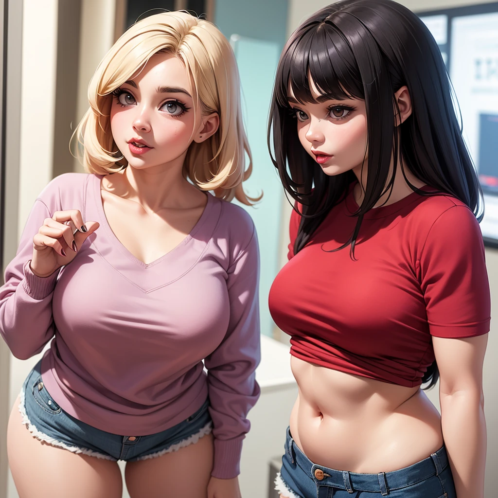 A woman who is the ideal mix of Jennette McCurdy and Miranda cosgrove, ultimate attractiveness, fit long lean slender body, large breasts, thick thighs,  