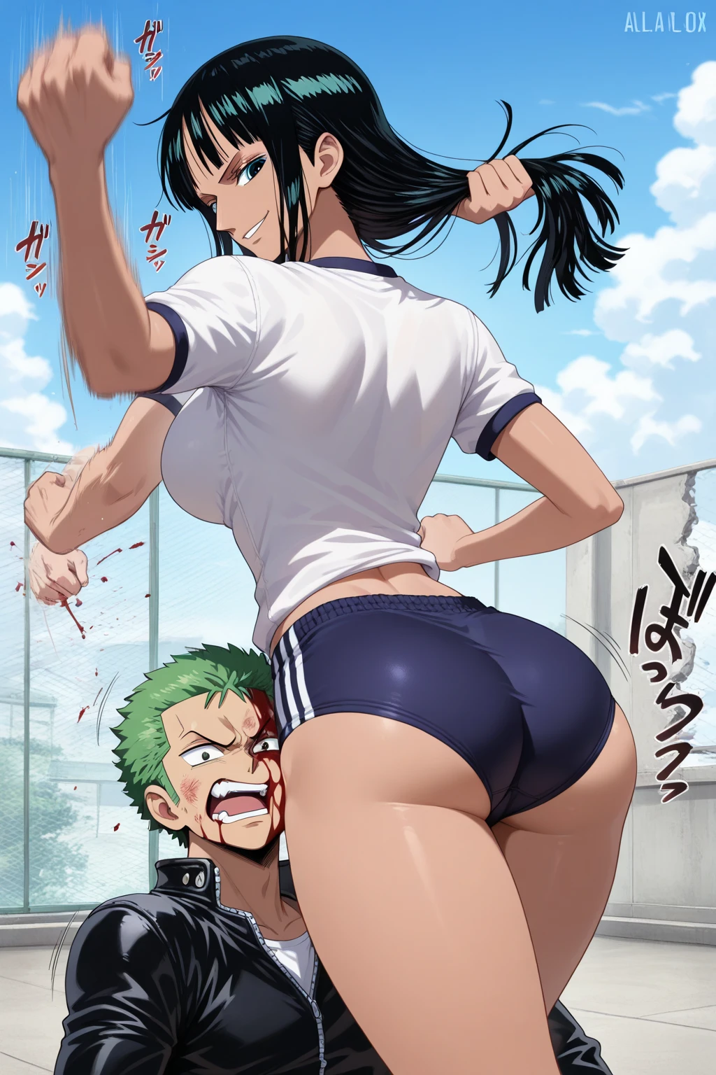 Multiple female combatants、Japanese girl、Close-up of a girl in a black leotard、Black glossy leotard、Black boots、Saiyan Girl, wonderful, Nano Girl, Female body type, Inspired by Hiromu Arakawa, Anime Manga Robot!! Anime Girls, Fubuki, Full Body Suit, by Hiromu Arakawa、wonderful, silk, Beautiful and attractive anime teen, Anime Girls of the future, tears,Drooling,Pee,Sweat,Tongue out,incontinence,Peeing、Estrus、Eyes wide open,Estrus,Blushing,Nipples are erect,Face is hot、Lust