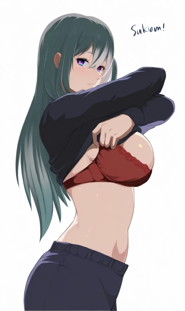 (Vtuber Standing Pictures)、(Standing picture on the front)、Large Breasts、Nipples、naked、Creampie、pusssy, first round、slave、feetかせ、trembling、naked、One girl, underside_greenarchive, bedazzling eye, Expose 胃, Exposeしたへそ, nakedのおなか, eye, Expose , , amount、 green_eye, black_hair, Hello, have, Jacket、Shoulder Bare、feet、White Background, whole body