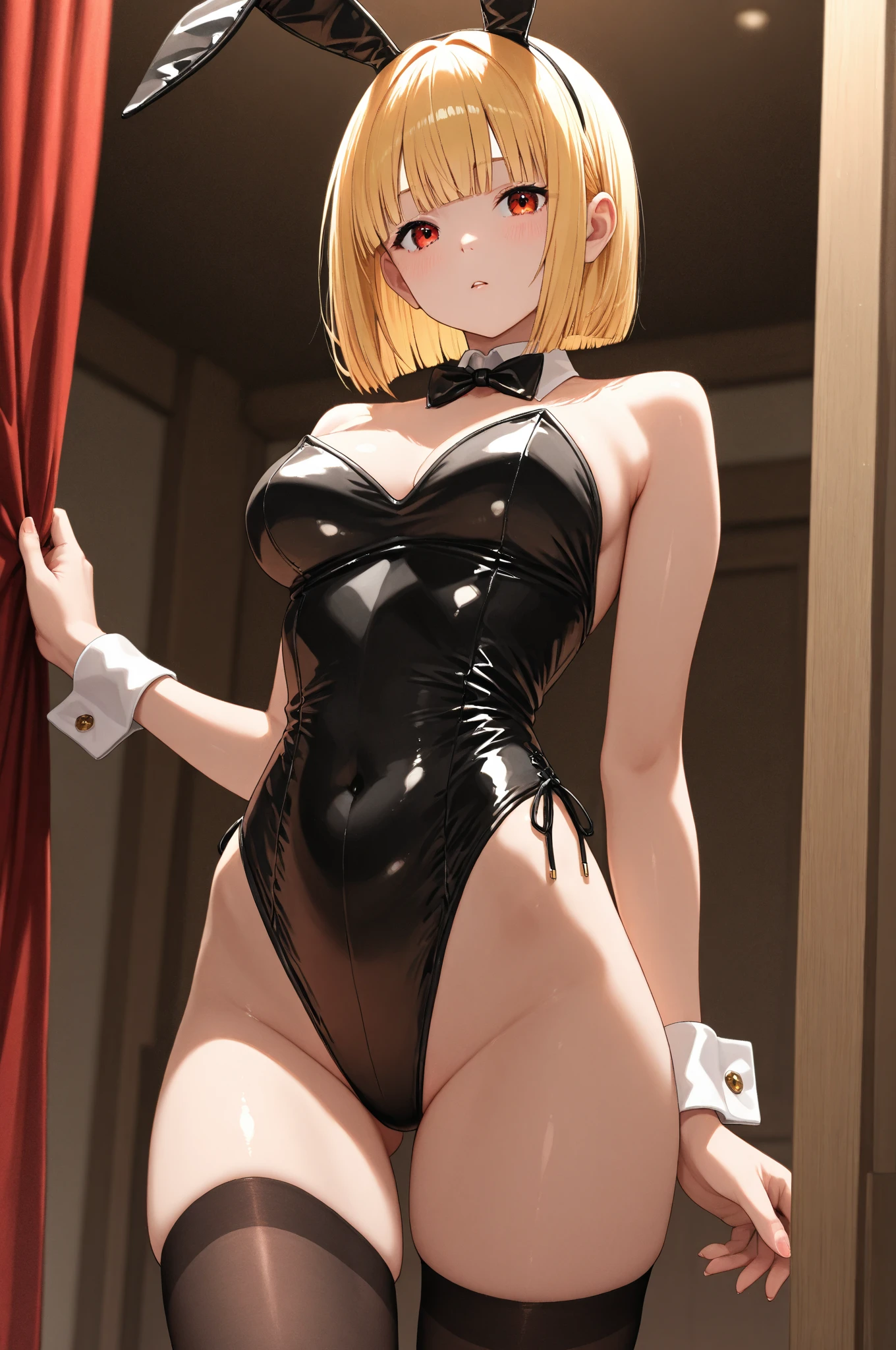 20 year old swedish girl, cute face, curvy body, medium sized breasts, bubble butt, blonde hair, black dress, looks real