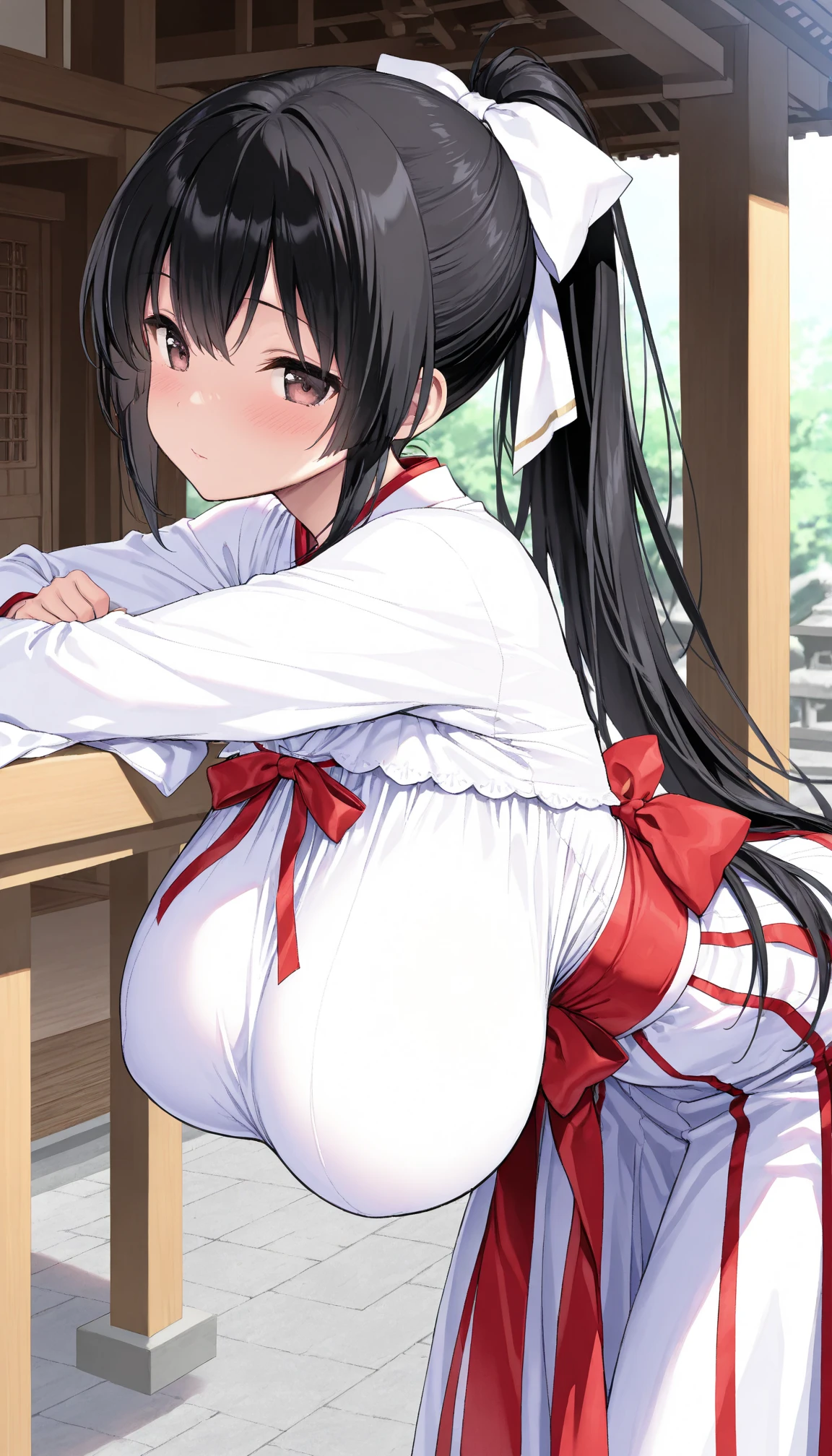 Taimanin Asagi、Asagi Igawa、Black Hair、Eyes are green、Long Hair、Huge breasts、Nipple piercing、Bondage、Nurse uniform with open chest、Urinating、On all fours、stroll、first round、smile 、Outdoor、Breast milk dripping、ponytail