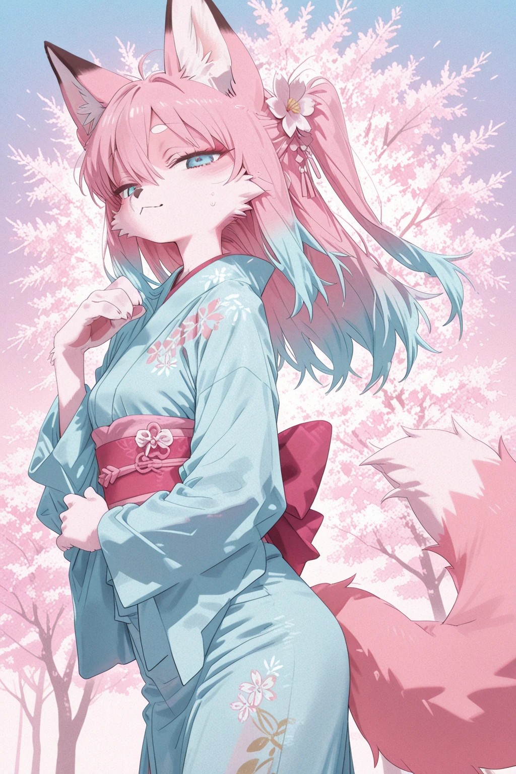 (masterpiece, best quality:1.2), highres, high resolution, solo, 1girl, yae miko, pink hair, side locks, long hair, purple eyes, smile, looking at viewer, seiza, hair ornament, Japanese clothes, sideboob, jewelry, earrings, large breast, large , large chest, light smile, teeth, bare shoulders, portrait shot, upper body shot, BREAK outdoors, sitting, hot spring, legs in water, legs crossed, legs, thighs, steps, blur background, standing, beautiful face, perfect fingers, perfect anatomy. PORTRAIT SHOT, masterpiece, high quality.