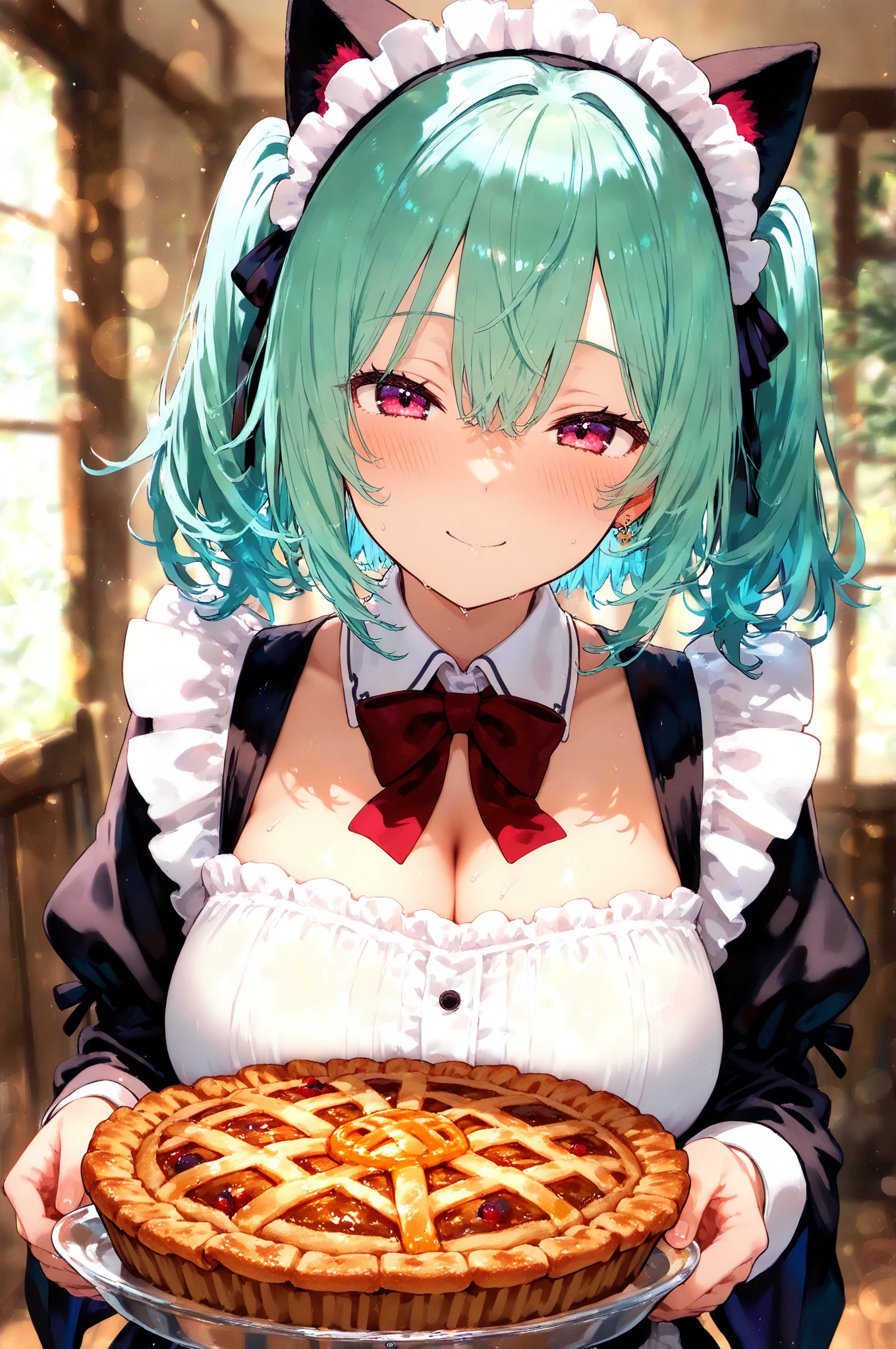 anime girl sitting at a table with a plate of food、Anime-style portraits、portrait anime girl、portrait of cute anime girlbabes、portrait of cute anime girlbabes、a beautiful anime portrait、Anime visuals of cute girls、portrait of cute anime girlbabes、Short blue-haired girl、Anime Style 4K、portrait of anime girl、Digital Animation Illustration、anime portrait、 pretty anime girl,((hamburgers))，Large pink sparkling eyes --auto