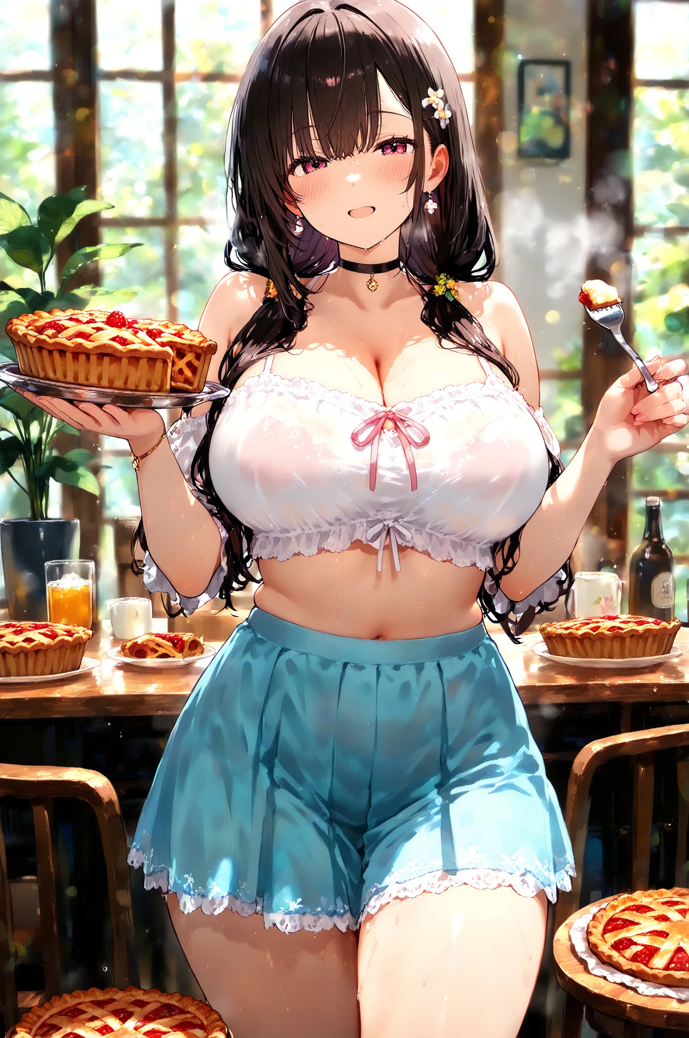 deep black hair, hair, 8k, (single girl), (masterpiece), ((ultra quality)), ((detailed eyes)), perfect face, (breasts stuck to the table), massive breasts, school girl, sexy look, (put her breasts on the table: 1.4), (breasts lying on the table: 1.4), (massive breasts: 1.3)