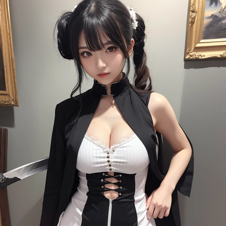 (masterpiece), Highest quality, Asian Girls, Large Breasts,(Huge tits:1:5),Sexy and bold black thin silk bikini with large cutouts,short hair,In a room,Black garter stockings,high-resolution,Detailed face,The right character body,Highest quality,Beautiful light and shadow effects,plump,