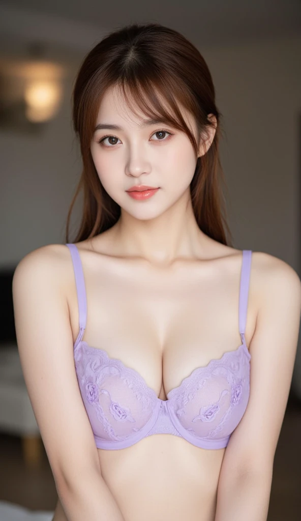 Purple underwear、Silk underwear、Cleavage