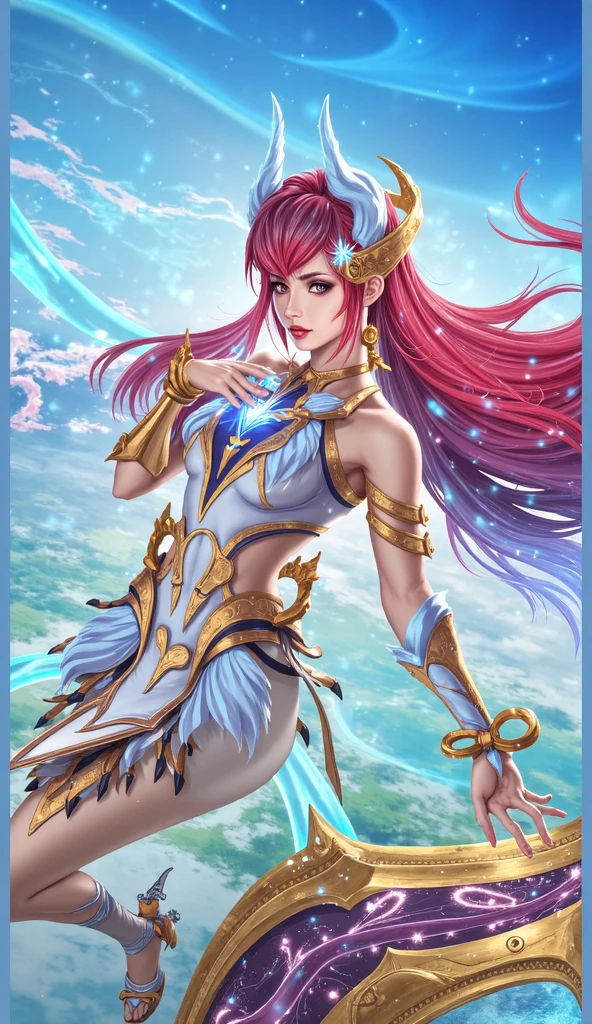 full body picture Unreal Engine 5 8K UHD of beautiful female, mermaid, fantasy world, red long hair, sapphire earring, red necklace, swimming in the see, beautiful make up, best quality, masterpiece
