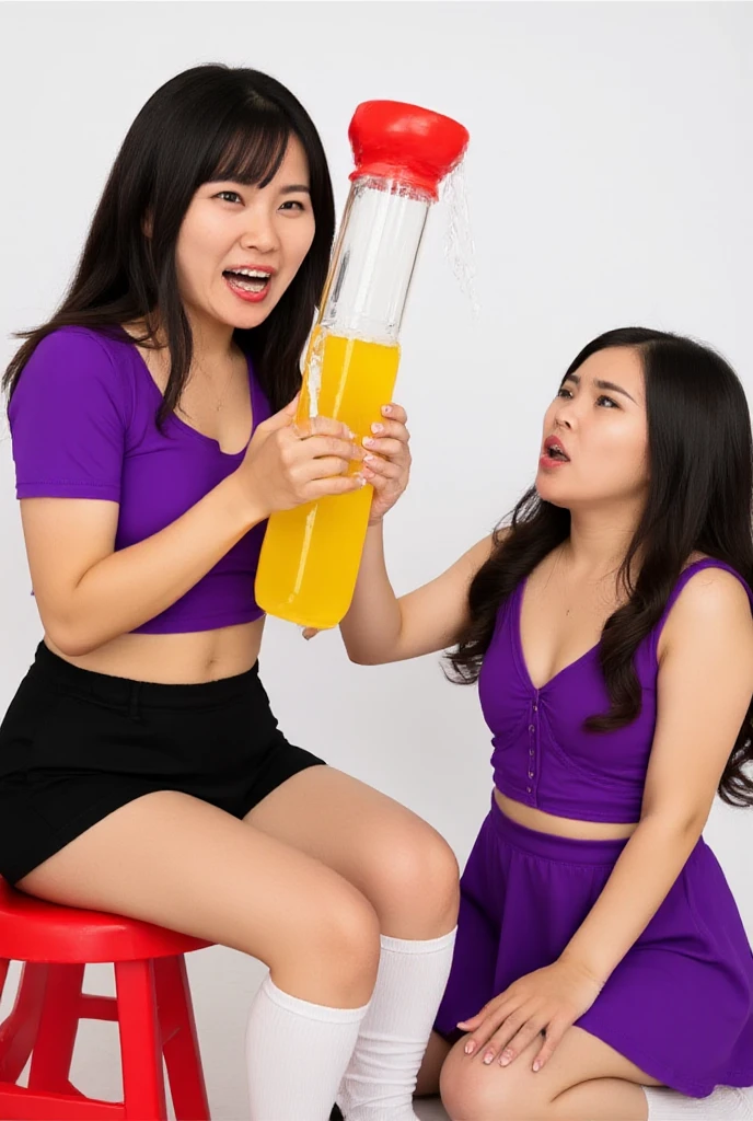 2 cute adult girls Are pouring Slime on them