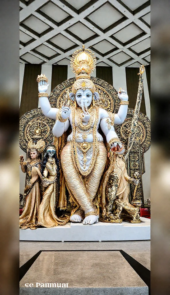 For a Puranic story-themed Ganpati decoration, you can create cardboard cutouts of characters from the following famous story from Hindu mythology:

### **Story: The Birth of Lord Ganesha**
This story depicts how Lord Ganesha was created by Goddess Parvati and his subsequent encounter with Lord Shiva.

#### **Characters to Create with Cardboard:**

1. **Goddess Parvati**: The mother of Ganesha, depicted with a serene face, holding a lotus or seated on a lion.
2. **Lord Shiva**: The father of Ganesha, shown with his trident (trishul), snake around his neck, and crescent moon on his head.
3. **Lord Ganesha**: As a child, with an elephant head, pot-bellied, holding modaks (sweets), a small axe, and a lotus.
4. **Nandi**: The bull of Lord Shiva, often shown as a devoted and strong protector.
5. **Karttikeya**: Ganesha's brother, depicted with a peacock mount, often holding a spear.
6. **Goddess Ganga**: The river goddess, shown flowing or as a serene figure near Lord Shiva.
7. **Sage Narada**: The celestial sage, depicted with a veena (musical instrument) and a wise expression.
8. **Attendants of Parvati**: You can create a few generic figures as attendants of Parvati who helped her during the story.

#### **The Story:**
Goddess Parvati once decided to create a son from the sandalwood paste she used for her bath. She shaped the paste into a boy and breathed life into it, creating Ganesha. She instructed him to guard the entrance while she took a bath.

Lord Shiva, unaware that the boy was his son, tried to enter but was stopped by Ganesha. Angered by this, Shiva beheaded Ganesha with his trident. When Parvati learned of this, she was heartbroken and furious. To appease her, Lord Shiva promised to bring Ganesha back to life. He ordered his followers to bring the head of the first living being they encountered. They found an elephant and brought its head, which Shiva attached to Ganesha's body, bringing him back to life.

Ganesha was then blessed by all the gods and was d