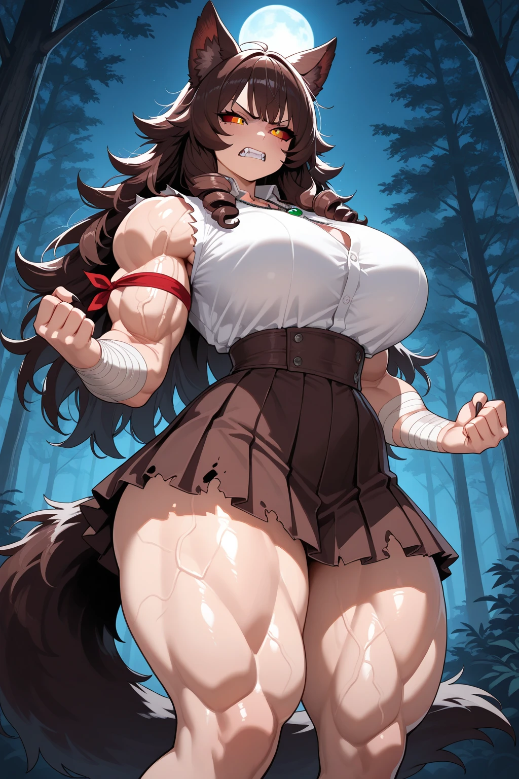 Star Wars, a chipmunk themed alien woman (sexy furry bikini, huge eyes, huge breasts, athletic, body fur, blaster pistol, cute) is sneaking up on an Imperial base. Forest