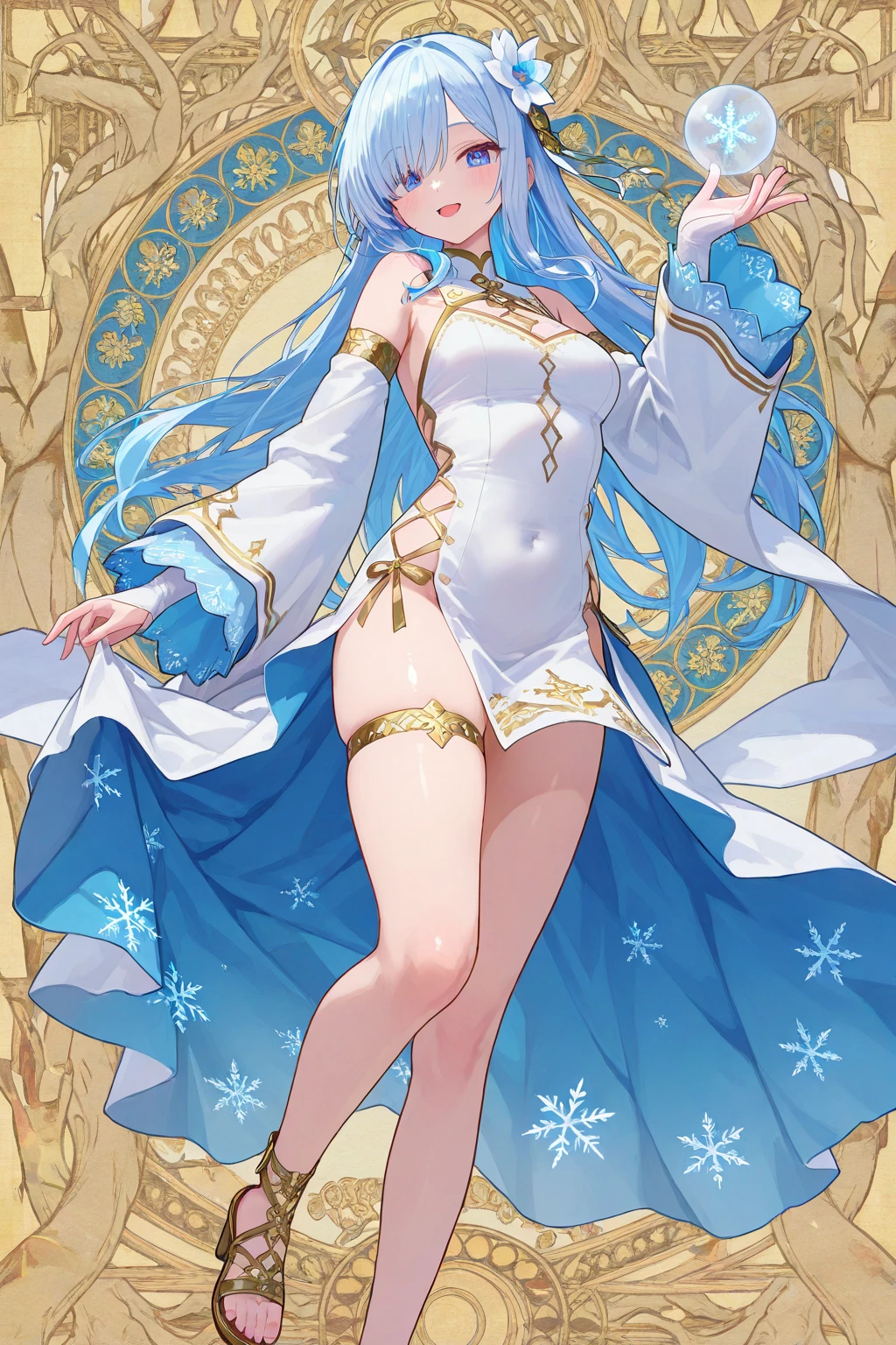 Cosplay Snow White,The seven dwarfs merged into Snow White,Magic mirror decoration magic mirror decoration glass mirror magic mirror,A little bit of flirtation,Blue, white, yellow and red color scheme