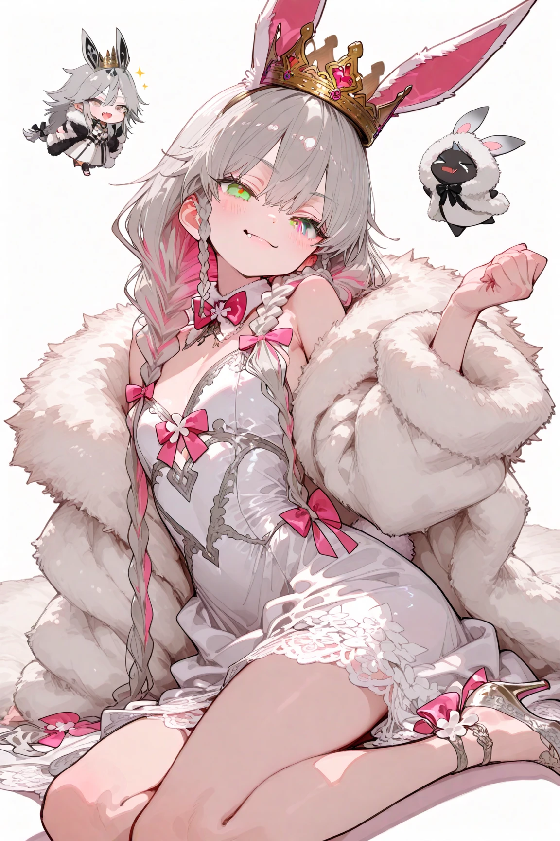 panda ears, panda tail, furry, beastman , Tibetan Temple, 1girl, cute petite . flat chest , skindantation, gray  flower pattern long_chinese_dress , score_9, score_8, score_7_up, on back, looking back, Dutch Angle/Dutch TiltAfullbody, Fill Light