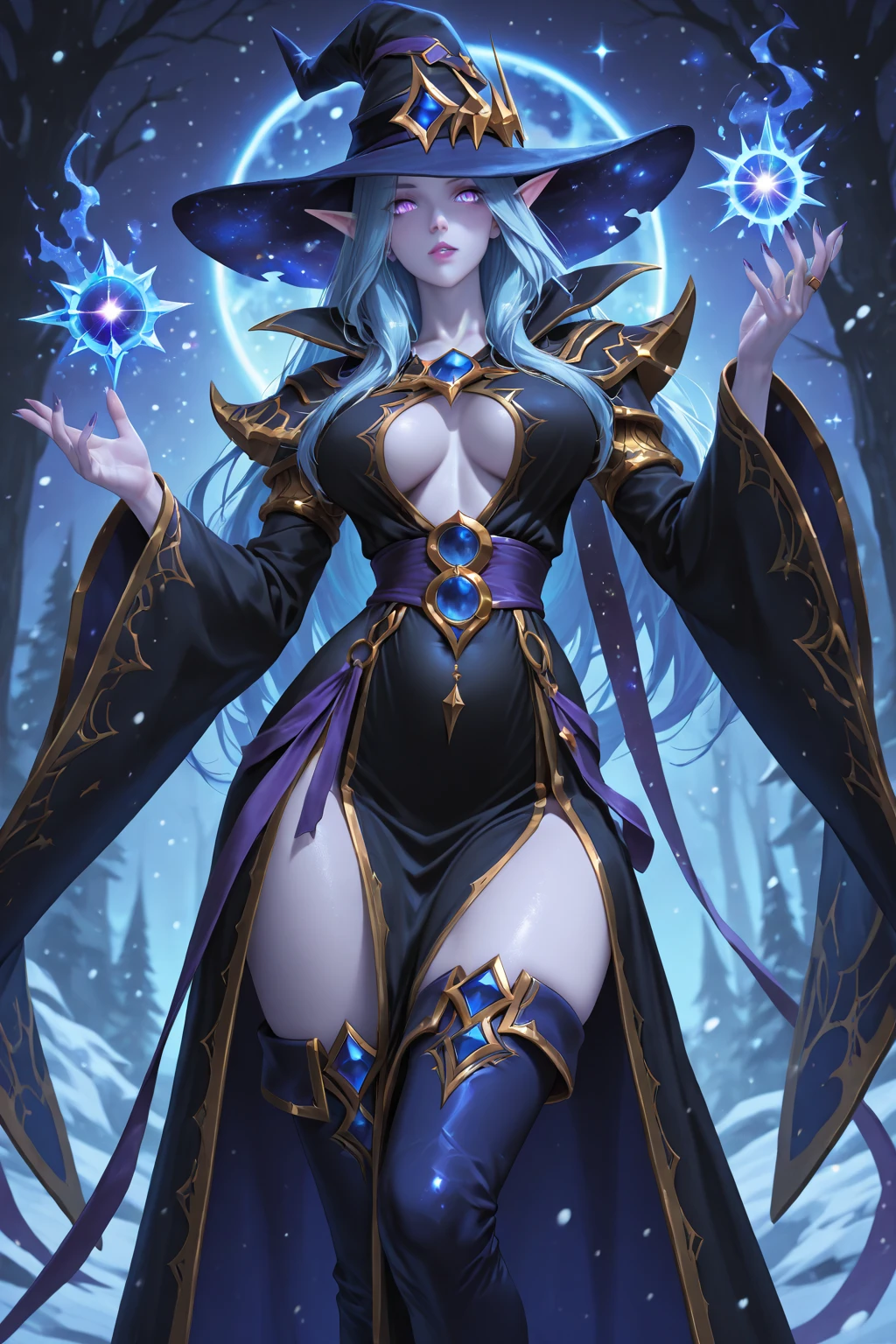 a close up of a woman in a witch costume with a hat on, female mage!, mighty plump female sorceress, portrait of a female mage, cushart krenz key art feminine, astri lohne, /!\ the sorceress, female mage, ayaka genshin impact, marisa kirisame, edelgard fire emblem