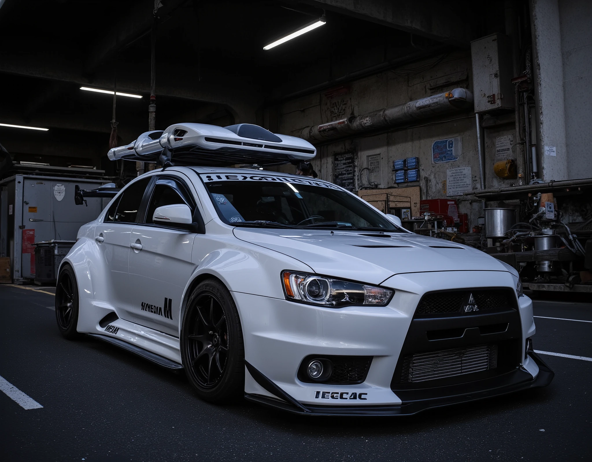 street racer,tuning car,body kit,full car,highly detailed,mitsubishi,lancer evo X,2007