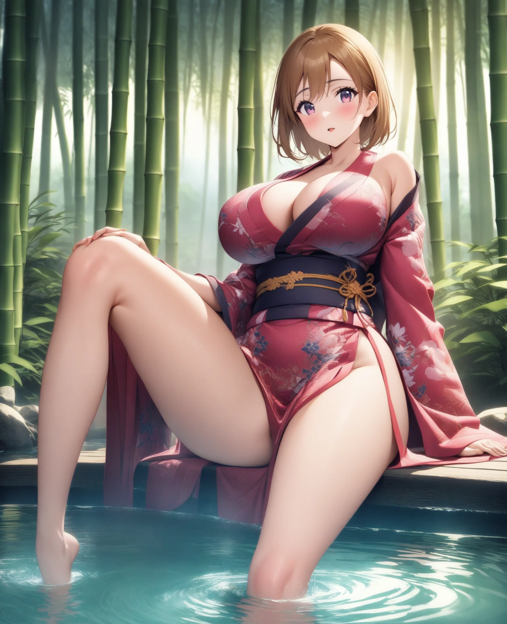 (masterpiece, best quality:1.2), (1girl, solo), 20years old, upper body, (kimono, undressing, white bikini bra), (brown short hair, brown eyes), white demon horns, smile, (sweat:1.1), (gleaming skin:1.1), Japanese ancient capital, night sky, from side