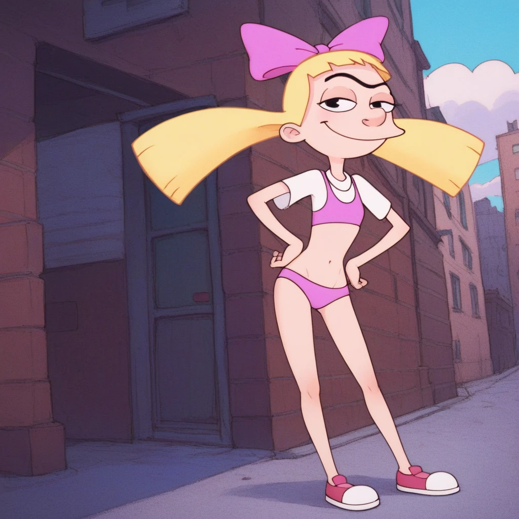 (masterpiece, best quality, high resolution:1.4), 1girl, woman, star butterfly, flat torso, happy, cloud outfit, pouch, horn_hairband, looking at viewer, pantyhose upskirt focus view, green striped panties, panties close focus, under view, skirt lift, lowered panties, front view, wet legs