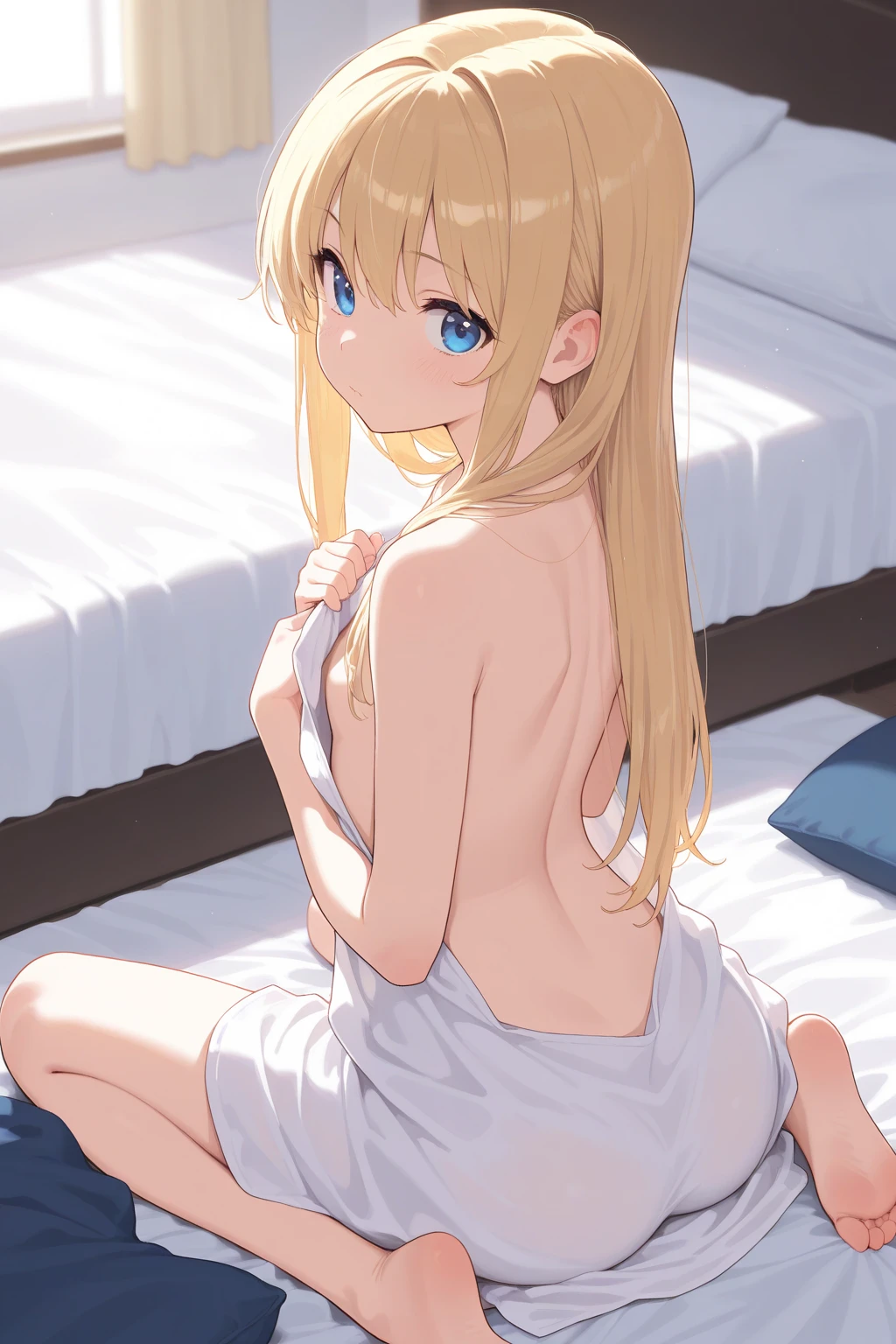 realisitic、top-quality、女の子 1 人、20yr old、Light colored hair、piercings、Shy face、Fancy underwear、beautiful boob 、selfee、s ass、hotels room、Particles of light、profetional lighting