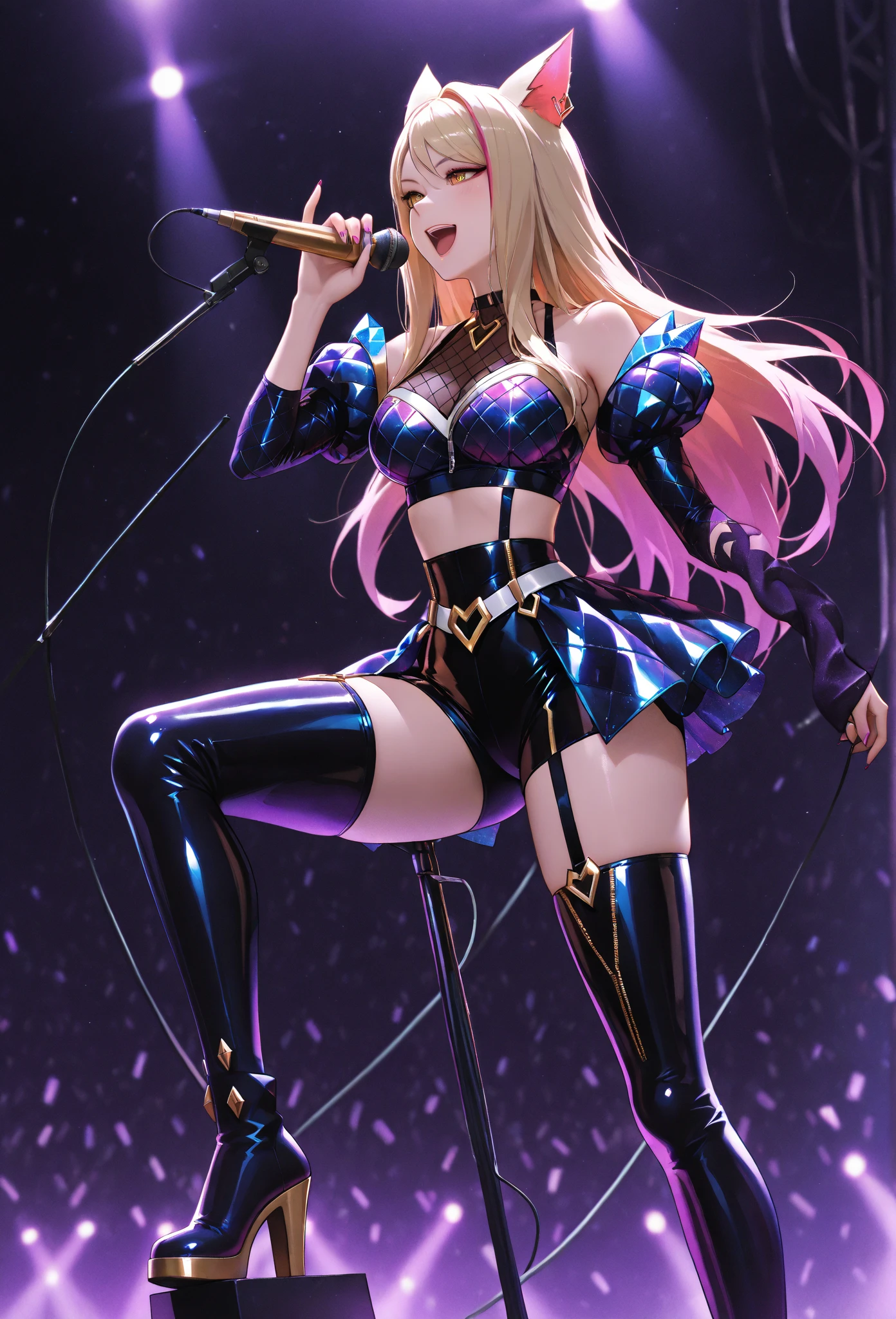 Beautiful woman,idol, sexy,big boobs,idol dress, standing on idol stage, volumetric lighting --auto --s2