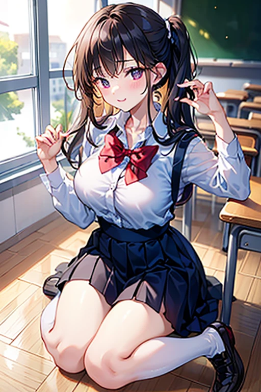 Age 25、Mature Body、 Black Hair, (Brown eyes:1.5), Long Hair,Excited,Open your mouth,驚いた表情
break green skirt, Plaid, Plaid skirt, Cainan High School , , skirt,Short sleeve,
break looking at viewer,
break indoors, classroom,
break (masterpiece:1.2), Highest quality, High resolution, unity 8k wallpaper, Highly detailed face, Perfect lighting, Highly detailed CG, (Perfect hands, Perfect Anatomy),(Big Breasts)Saggy breasts,(Showing cleavage),(skirtを持ち上げる1.5),Angle from below、(((Light pink panties))),Thin arms