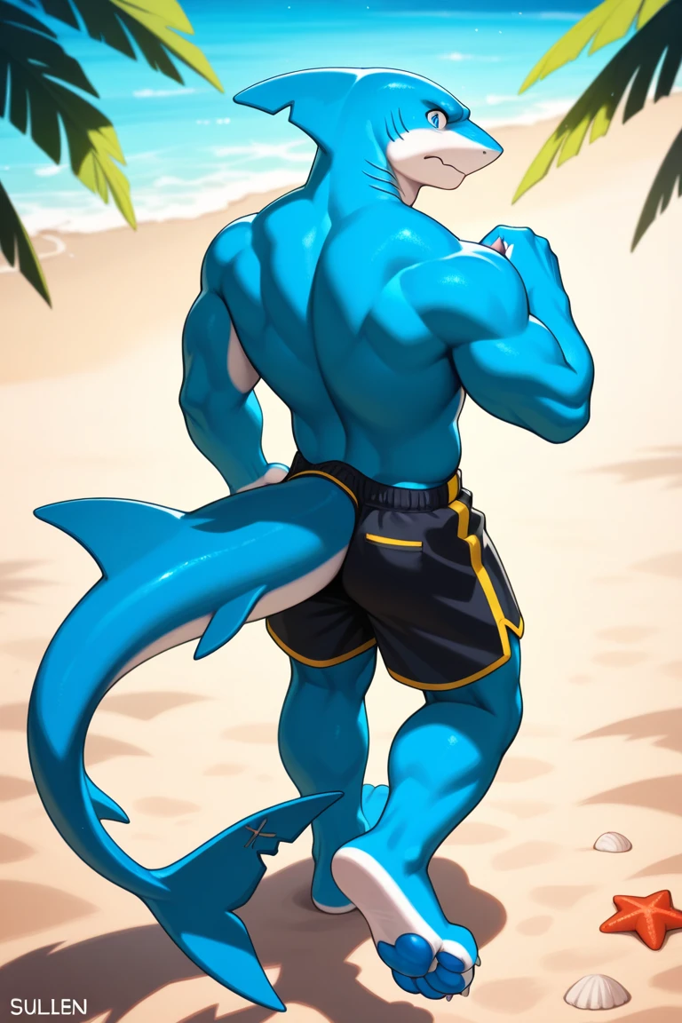 (((Barefoot furry character, full body, cinematic setting, furry male, plantigrade))) 

(((Poseidon))) embodied as a powerful ((orca)) anthro with sleek black and white markings, sporting a trident tattoo on his bicep. He has a muscular physique and deep sea-blue eyes. Poseidon stands barefoot on a rocky shore, wearing sandals, waves crashing around him. The background features a vast ocean horizon dotted with ships and sea creatures. His attribute, the trident, is held firmly in one hand. 

BREAK, detailed background, 8K, (masterpiece:1.5), intricate details, highly detailed, extreme detail, octane render, fine art, best quality, highres, (detailed face:1.5), ((full_body)), UHD, (((perfect hands))), low light