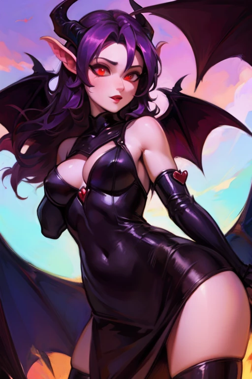{-erro_de_anatomia:1.0} (best quality,4k,8k,highres,masterpiece:1.2) (masterpiece, top quality, best quality, official art, beautiful and aesthetic: 1.2), (1 woman: 1.3) Succubus girl, short black hair , opal eyes, (red eyes) succubus wings, red clothes, pant, gloves, attractive, moonlight, dinamic poses, perfect hands (perfect fingers), sexy face, dinamic lying on the floor with legs open, devil's tail, small red horns