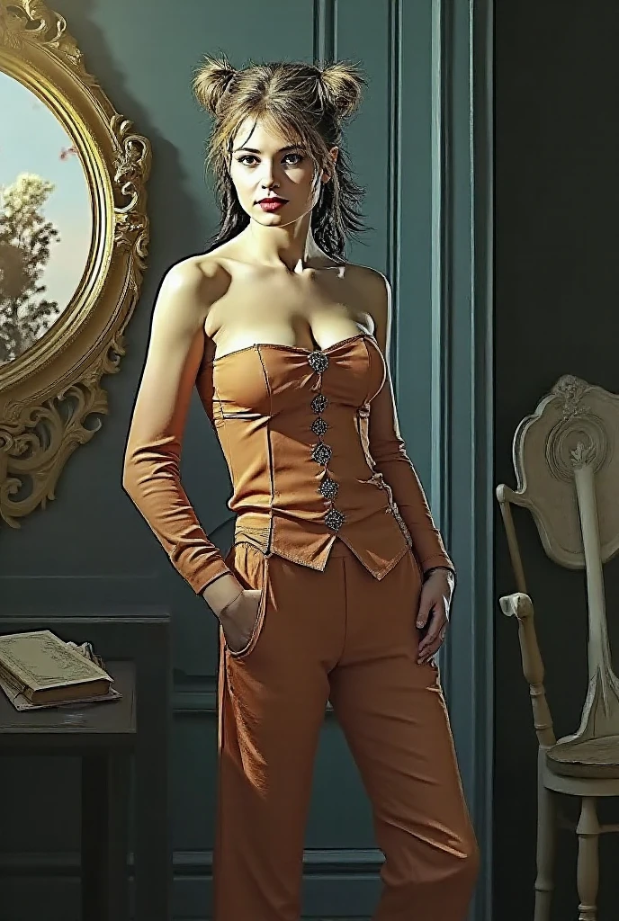 A cute Chinese girl with glasses, wearing tight jeans, sitting on a chair with legs crossed, highly detailed facial features, intricate clothing textures, cinematic lighting, moody atmosphere, photorealistic, 8k, masterpiece