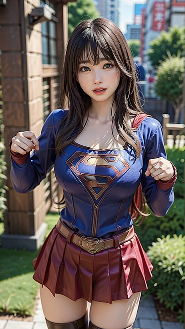 Woman body set big breasts, Supergirl costume dress