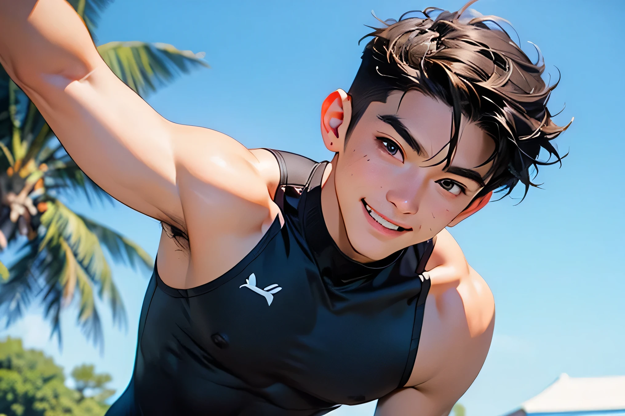 ((masterpiece, best quality)), realistic, Male 30yo and boys of 18yo,, limb open boys, right eye closed and left eye also closed, in a trance. very short black hair, blush, vulgarity, top-down bottom-up, heavy breathing, back style, (((boy's face focus))), boy's butt is grabbed from behind, boy's butt is inserted by macho man, white cream spilling from his crotch, very sweaty wet skin, expose skin, ((flat chest)), (2male)