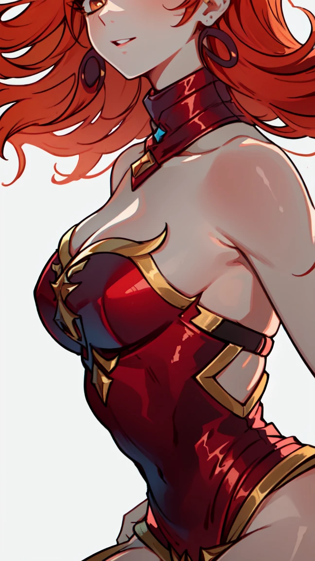 a close up of a woman in a costume holding a sword, alexstrasza, wow 4 k detail fantasy, hyperdetailed fantasy character, extremely detailed goddess shot, redhead queen in heavy red armor, warcraft character, ne zha from smite, stuning fantasy 3 d render, goddess. extremely high detail, a very beautiful berserker woman, demoness