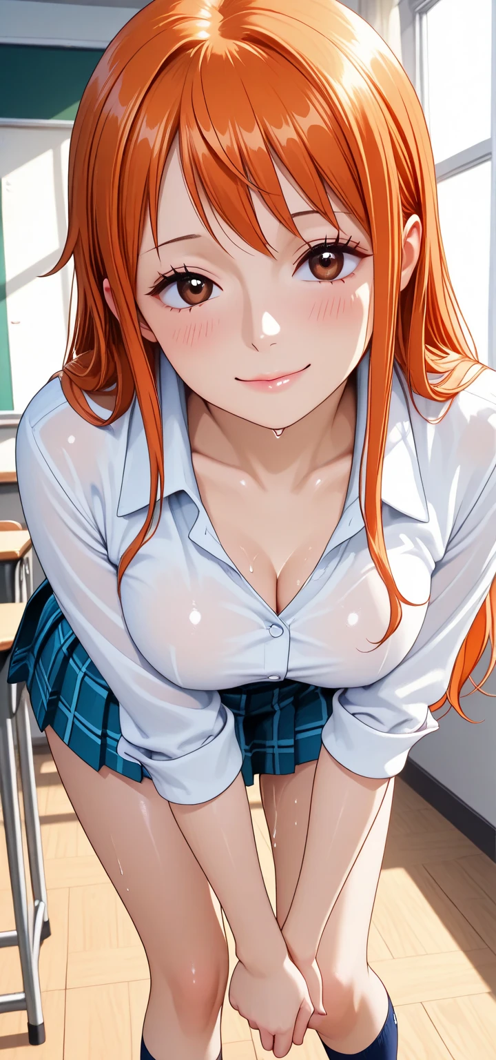 mastute piece,Best Quality,insanely detailed,8k cg,nsfw,
(shoot upper body:1.3),
(1girls:1.3),standing,looking at viewr,body in front,both arms behind back,(school uniform,leotard:1.3),(bare breasts:1.1),(bare nipples:1.1),
break,
blush,shy,(ecstasy face),(trembling:1.2),break,(light orange hair:1.2),
break,
perfect breasts,perfect teats,(open mouth:0.9),(large breasts:1.2),
(classroom)、