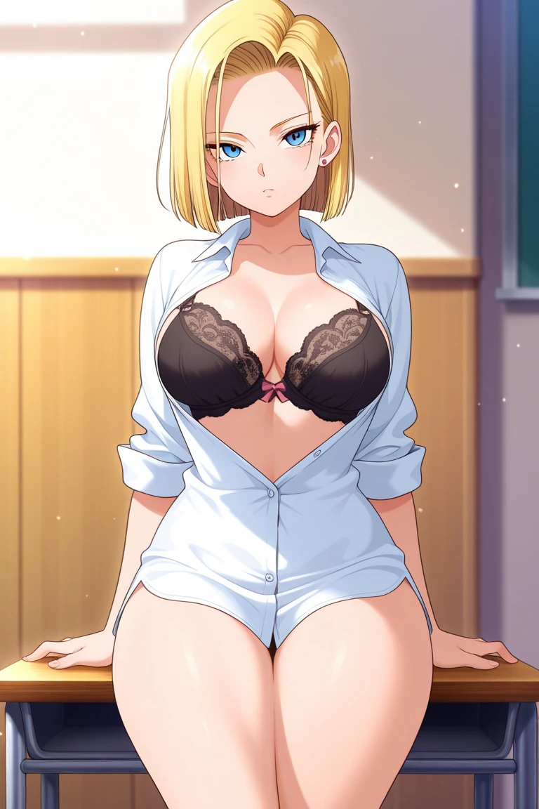 Young girl, milf, bob haircut, blond hair, blue eyes, with glasses, in a library, librarian, white button-down shirt, milf, big breasts, sensual smile, ahegao, looking at viewer, sensual face, sitting on a chair, 4k