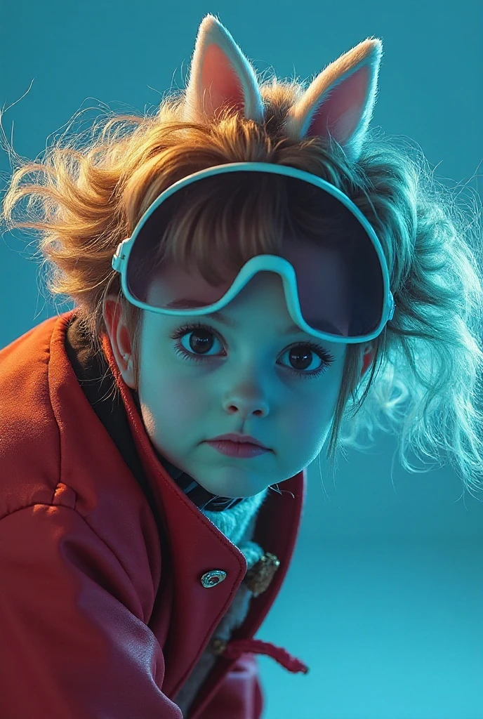 GIRL CHILD 8 YEARS OLD, RUSSIAN STYLE BLONDE HEADPHONES, BLACK FUR COAT, MESSY SHOULDER LENGTH BLONDE HAIR, RED BACKGROUND, BROWN EYES, HAPPY, CLEAN DETAILED FACES, INTRACATE CLOTHES, ANALOGOUS COLORS, BRIGHT SHADOWS, BEAUTIFUL GRADIENT, DEPTH OF FIELD, CLEAN IMAGE, HIGH QUALITY, HIGH DETAIL, HIGH DEFINITION, LUMINOUS STUDIO GRAPHICS ENGINE, BEAUTIFUL FACE