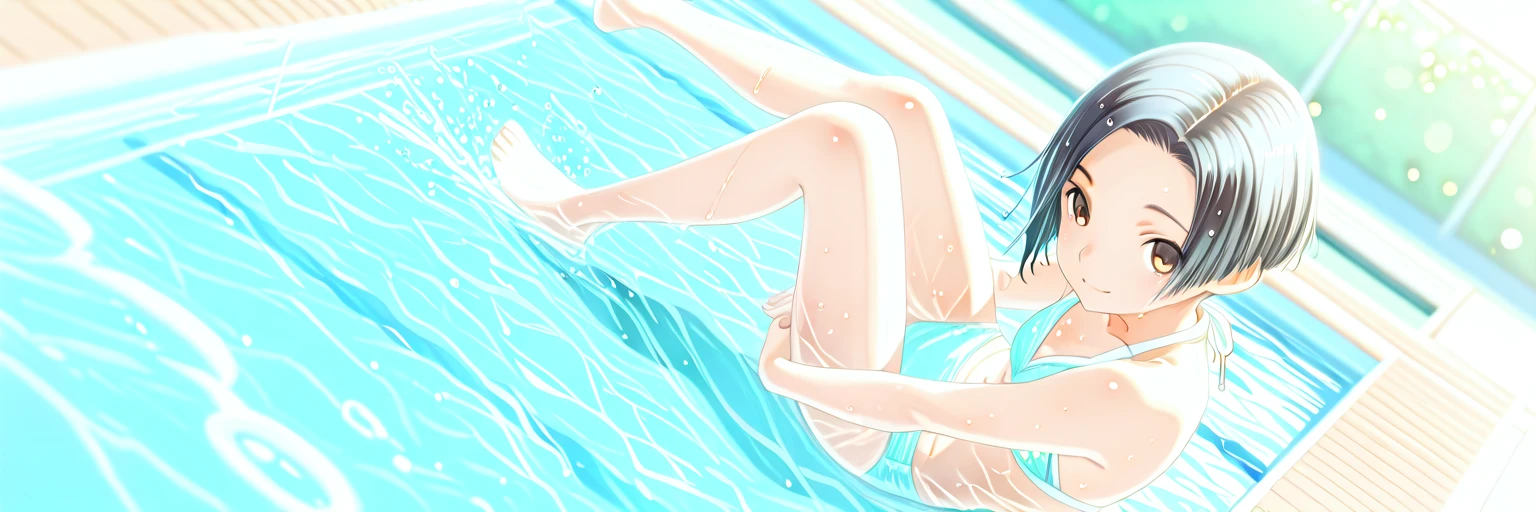 pussyget wet、transparent、nipple、pussy、white dress、get wet、Pee、Pee、 flat color star piece, highest quality),  ,  young teen 12 years old, big breasts , panty shot,  long hair, smile, fun, smile, play, (spread your legs),  summer, bright色, bright, watercolor,Pee、Pee、Peeing、nipple