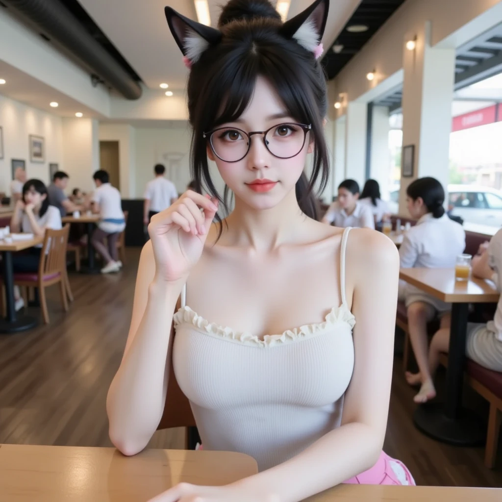 Glasses girl、Eat ramen、20th Generation、Cat ear、exy、Panty shot、White panties、Lust