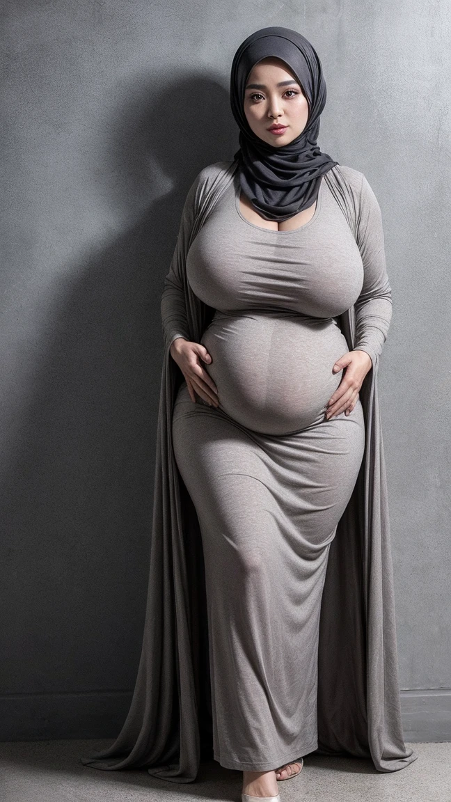 1 Malay girl, modern plain hijab, shy, medium portrait, watery eyes, RAW, Best quality, high resolution, masterpiece: 1.3), beautiful Malay woman in hijab (iu:0.8),((big breast)), ((huge pregnant)), perfect nose,perfect lips, perfect eyes, detail :1.2), soft smile, standing in the park, big breast, full body photo, wearing simple tight clothes, jean, full body length, full body length shot, hijab, full body wide shot, full body portrait, full body ;, full height, olive green, full photogenic photo body, clothing photos, profile photos