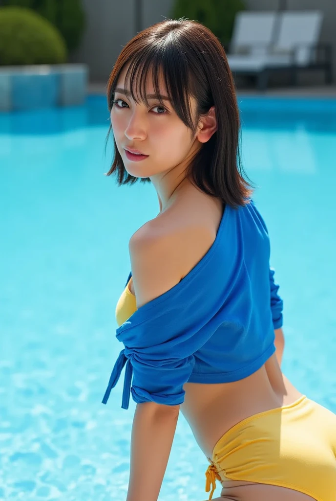 (masterpiece), (Highest quality),
Bright environment,
View your viewers,Movie angle,Focus on the face,
Browsing Caution,Bondage,
(One girl:1.03),short hair,Iris,Smiling School Swimsuit,Tile floor,Poolside,Spread your legs wide,Sitting,Sweating profusely,Being ejaculated on the face,Pussy digging into school swimsuit,