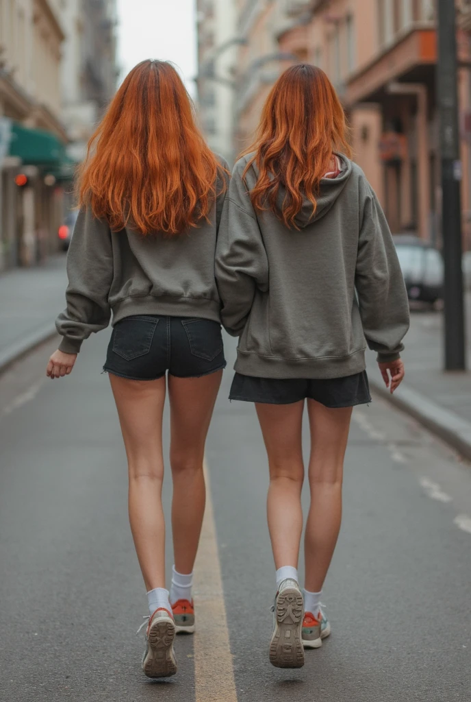 A girl and a boy on the street talking to each otherwide-hipped girls with expensive peach hair and peach skin and they are leaving school