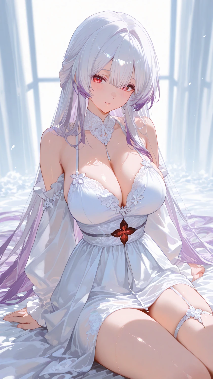 (wedding photo:1.1, in white garden:1.5), Masterpiece, best quality, (very detailed CG unity 8k wallpaper), (best quality), High definition RAW color art, Animation,sculptures, (pink Marble Skin), (((Ultra detailed elegant))), Magical atmosphere, Detailed skin, Texture,(Intricately detailed, Fine detail, ultra-detail art), depth of fields, bokeh, Silky Touch, Hyper Detail, beautiful eyes, Elegant Face, (posing on marble floor), sparkle background, enormous breast:1.3, witchcraft outfit, (silver hair, pastel purple), abs, muscle, smiley with embarrassing, wide open udder, ラベンダー