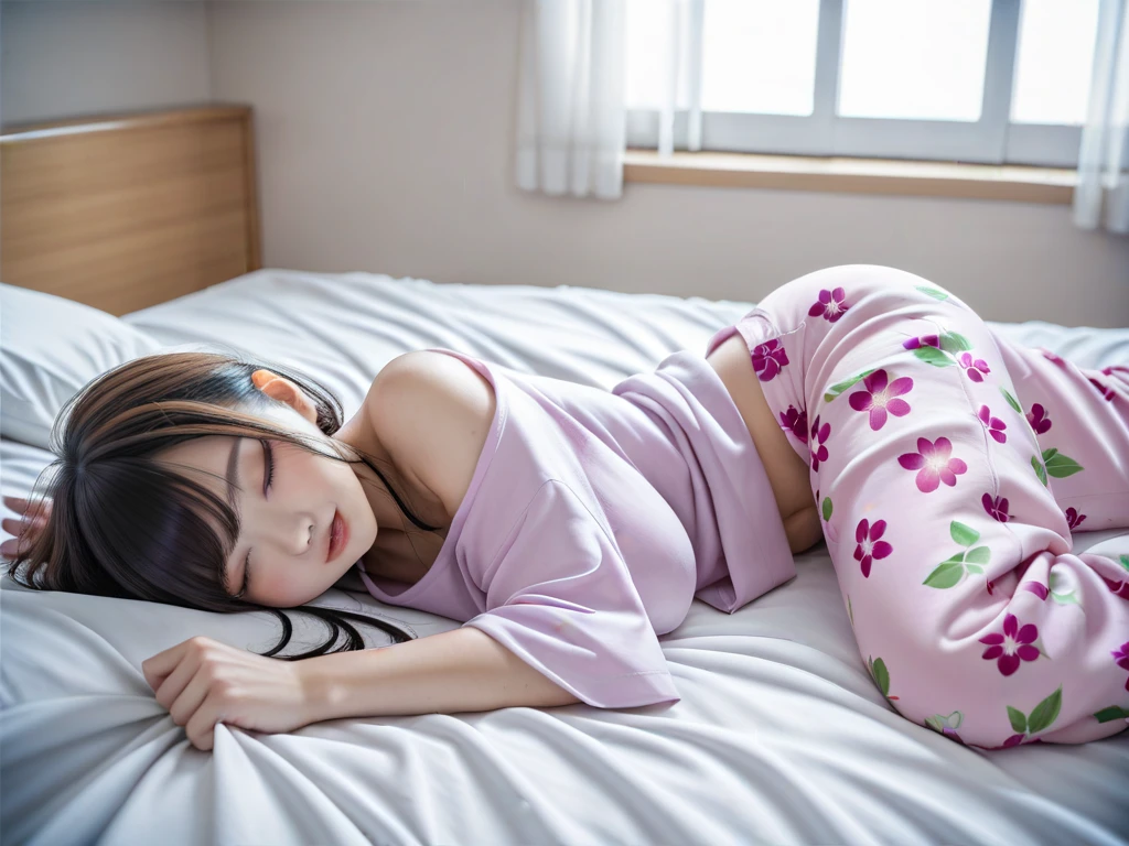 A woman is lying in bed with a pillow and a stuffed toy, profile image, 30-year-old woman, 30-year-old woman, Filmed in the early 2020s, Chubby, Photos taken in 2020, umamusume, 4 5 those, Nishimiya Shoko, tsutomo nihie, kiyoko suzuki