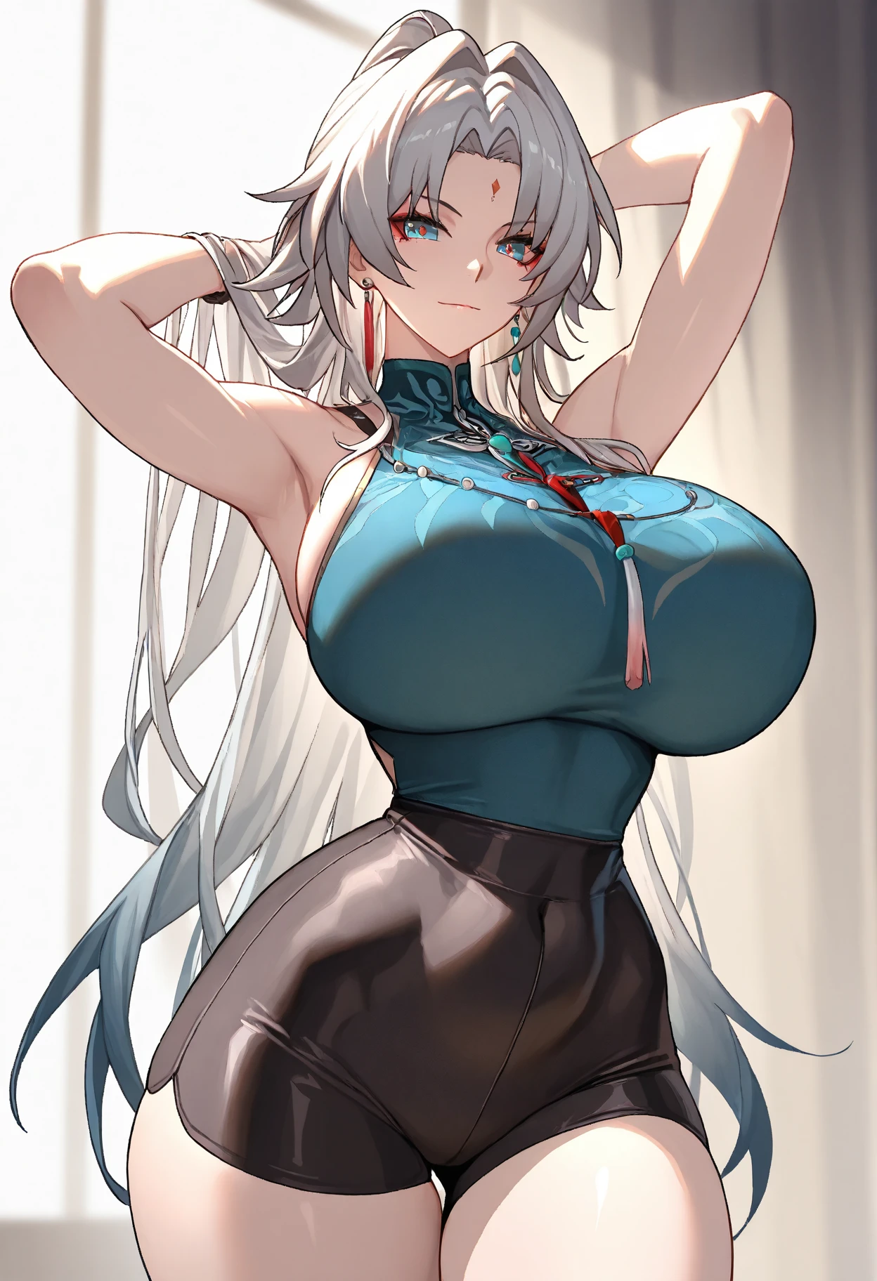 gigantic cleavage breasts,Perfect body,torn laundry,standing on your feet,Cleavage is seductive,exhilarated,areola of breast,Lower breast,Wear white thongs,revealing breasts