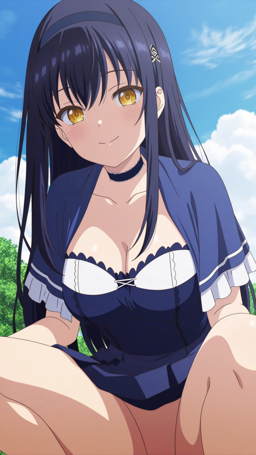 (masterpiece, best quality:1.2), 1girl, solo,long hair,green eyes, black hair, pantyhose