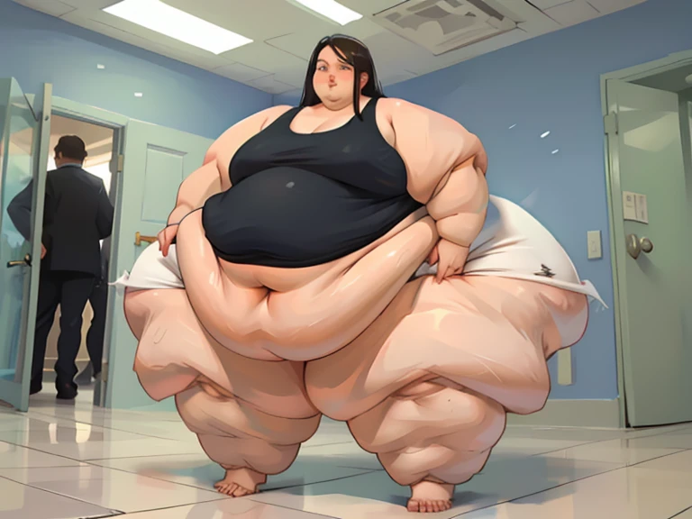 (masterpiece, best quality, highres, detailed, realistic:1.3), european woman, USSBBW, (morbidly obese:1.4), fatblob, immobile, nude, ashamed, embarrassed, high aesthetic, hospital bed, nude,