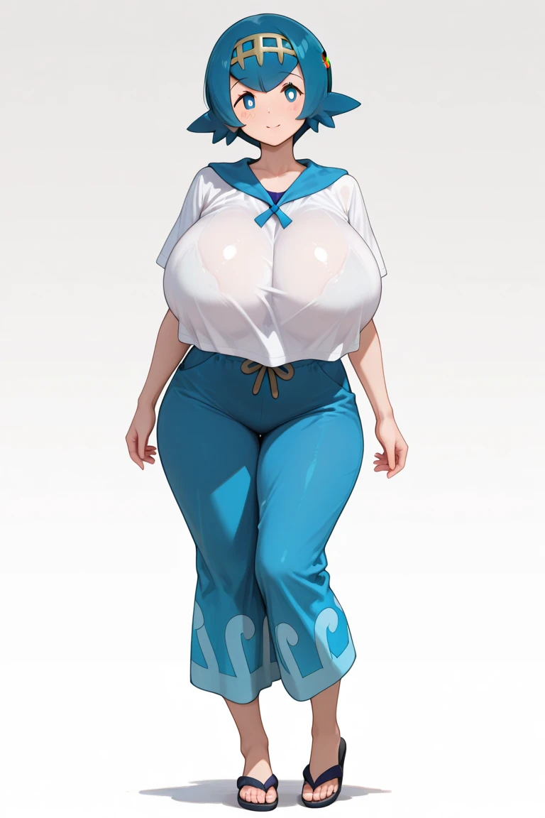 masterpiece, best quality, ultra-detailed, Potrait of beautiful , (chubby) (muscular), (plump), (sexly), (cleavage), ((tomboy)), (アニメ), (Breasts), (Plump), ((very short hair)), ((Uzaki Hana)), (overweight), (Gray Hair) (Wearing white clothes), ((Saggy breasts)), (blue eyes), (Short Hair), (blue eyes), ((thick)), (sleeves are blue), (Short sleeve), (fullbody)